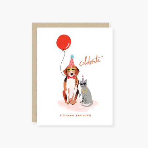 Pets in Shades Birthday Card - Joy