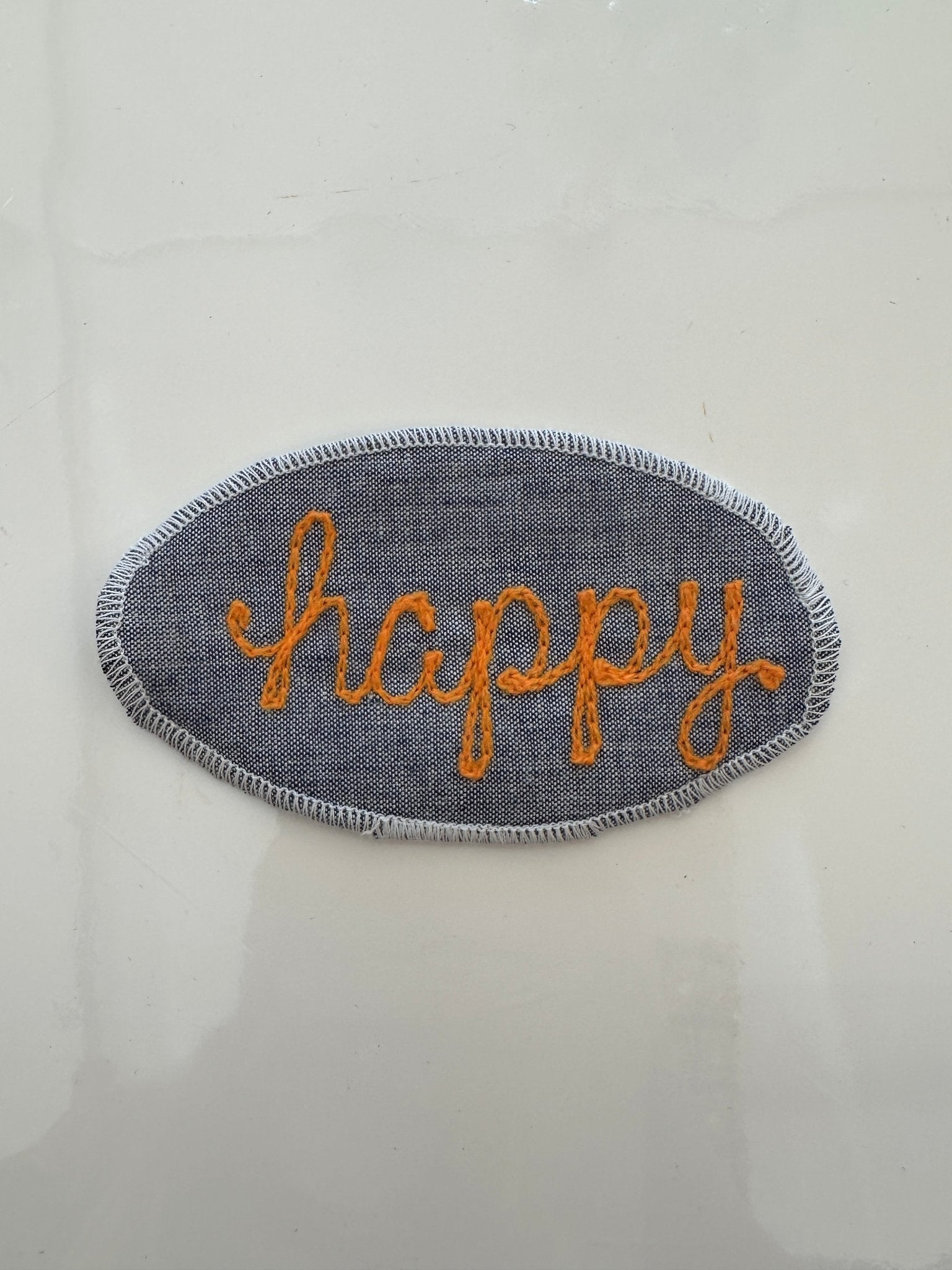 Happy Embroidered Word Patch, Cute Word Patches-25x75mm